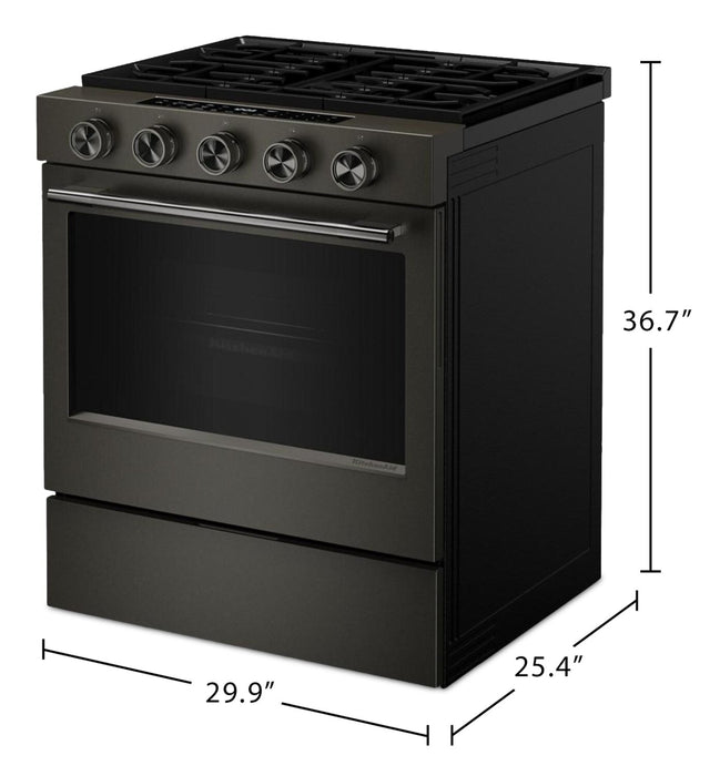 Cuisinière à gaz encastrée KitchenAid de 5,0 pi³ et de 30 po avec modes à convection - minerai noir - KSGS530SBE