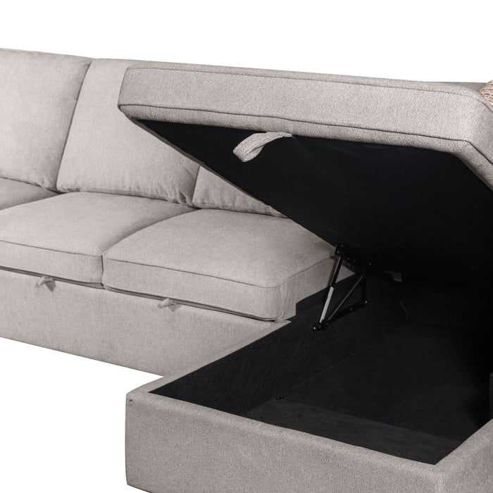 Sofa-lit sectionnel enveloppant de gauche Haven de Scott Living 3 pièces en tissu de chenille avec rangement - gris