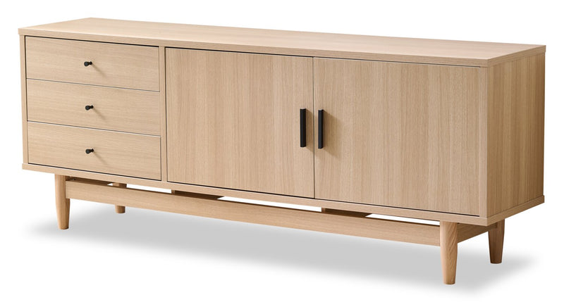 Meuble pour téléviseur moderne Kemper de 71 po avec rangement pour téléviseurs de jusqu’à 70 po - chêne récolte