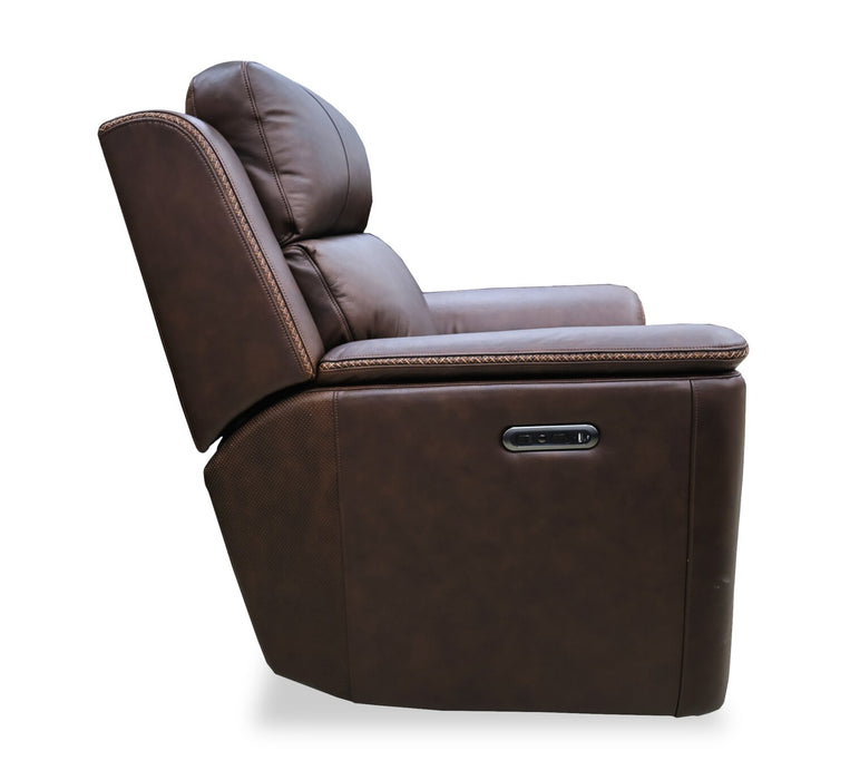 Fauteuil de massage à inclinaison électrique Vibe de 40 po en cuir véritable avec son immersif et appuie-tête électrique - brun
