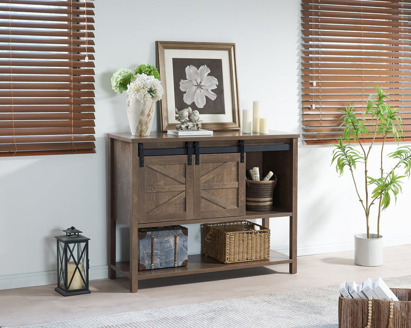 Armoire décorative Corbin de 47,25 po avec portes de grange coulissantes - chêne noyer