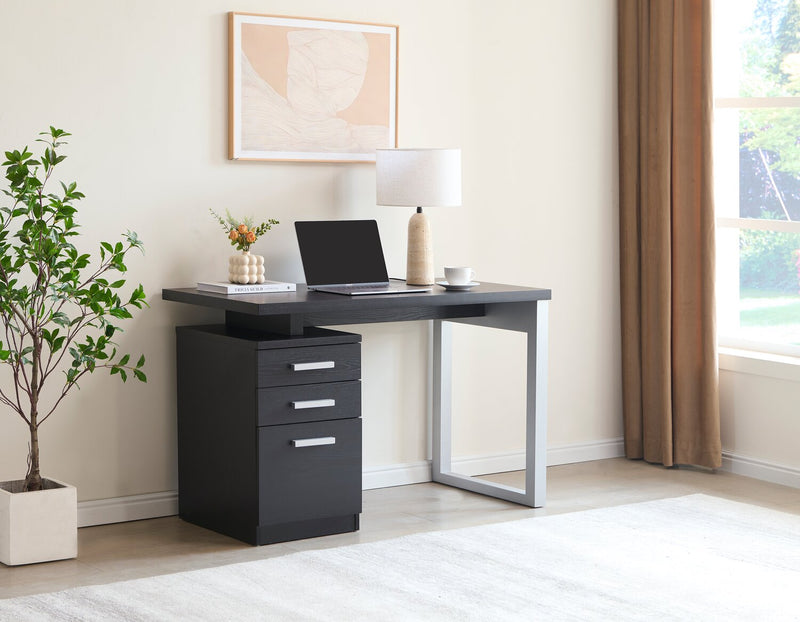Bureau réversible Oscar de 47 po avec rangement - noir mat