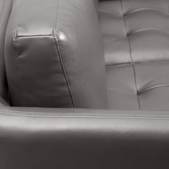 Sofa Erin de 80,3 po en tissu d’apparence cuir avec coussins de siège capitonnés - gris