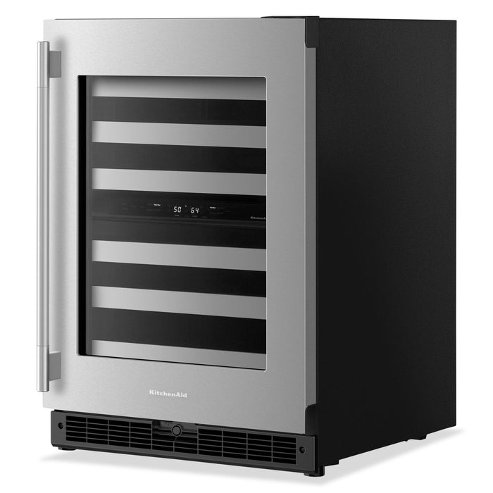 Refroidisseur à vin sous le comptoir KitchenAid de 24 po avec extension complète – acier inoxydable - KUWR324SSB