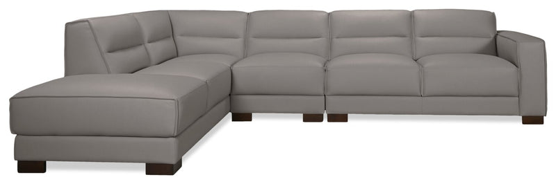 Sofa sectionnel de gauche Citadel 3 pièces en cuir véritable de qualité supérieure avec pattes en bois - gris