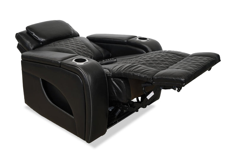 Fauteuil de massage à inclinaison électrique Elite de 38 po en cuir véritable avec son immersif et appuie-tête électrique - noir