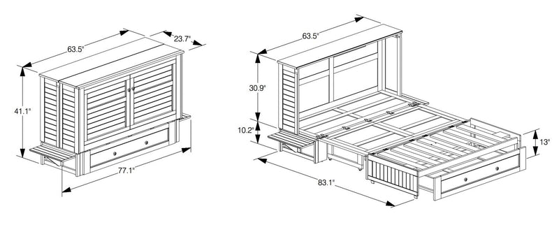 Armoire-lit Parker, écume de mer - format grand lit