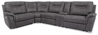  Sofa sectionnel à inclinaison électrique Floy 5 pièces en suédine avec appuie-têtes électriques, console de rangement et port USB - gris