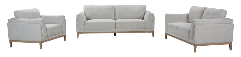 Sofa Valley de 83,5 po en tissu avec base et pattes en hévéa - sable