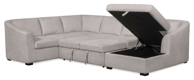 Sofa-lit sectionnel de droite Envy 3 pièces en tissu de chenille avec fauteuil long de rangement - gris brouillard