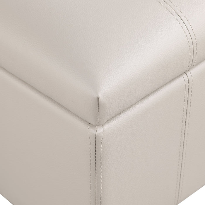 Pouf de rangement James de 39,25 po en similicuir - beige