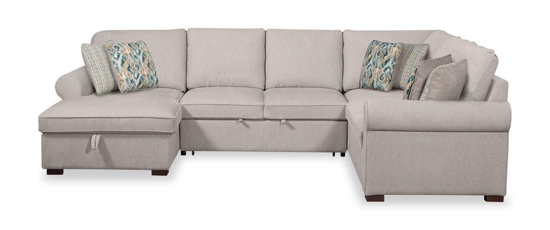 Sofa-lit sectionnel de gauche Haven de Scott Living 4 pièces en tissu de chenille avec fauteuil long de rangement - gris