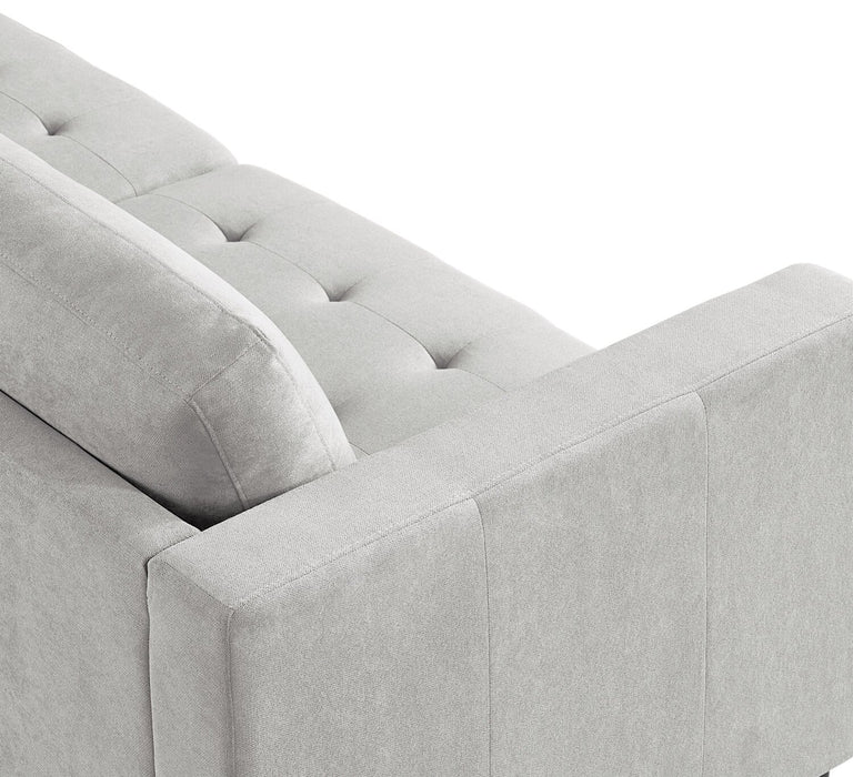 Sofa sectionnel de droite Metro 2 pièces en tissu avec fauteuil long et coussins de siège capitonnés - neutre