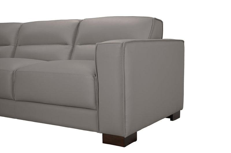Sofa sectionnel de gauche Citadel 3 pièces en cuir véritable de qualité supérieure avec pattes en bois - gris
