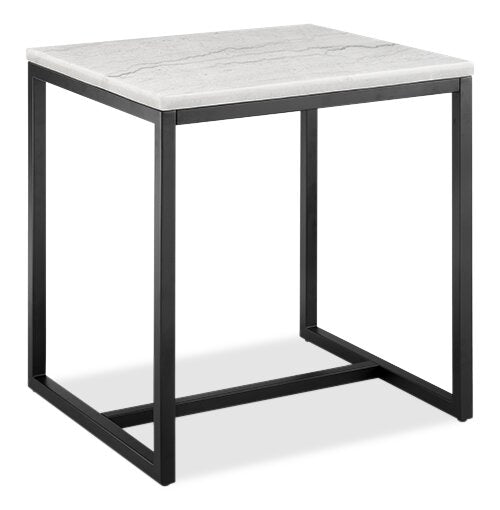 Table de bout moderne Webber de 20 po en marbre - blanche