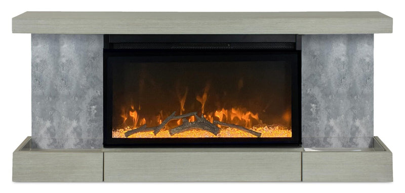 Foyer électrique Drift de 48 po avec manteau mural - gris 
