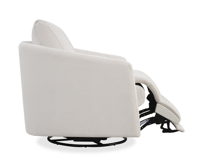 Fauteuil pivotant à inclinaison électrique Aspen de Cindy Crawford Home de 33,5 po en tissu avec repose-pieds électrique - albâtre