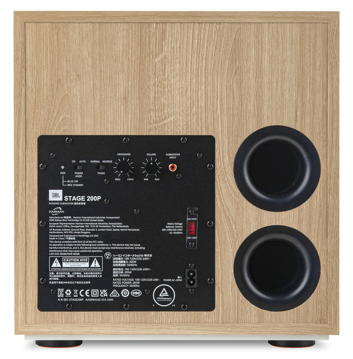 Caisson d’extrêmes graves amplifié de 300 W JBL Stage 200P de 10 po – blanc (JBL200PWHTAM)