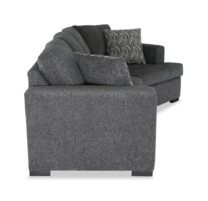 Sofa-lit sectionnel enveloppant de droite Legend 2 pièces fabriqué au Canada en tissu de chenille - gris poivre