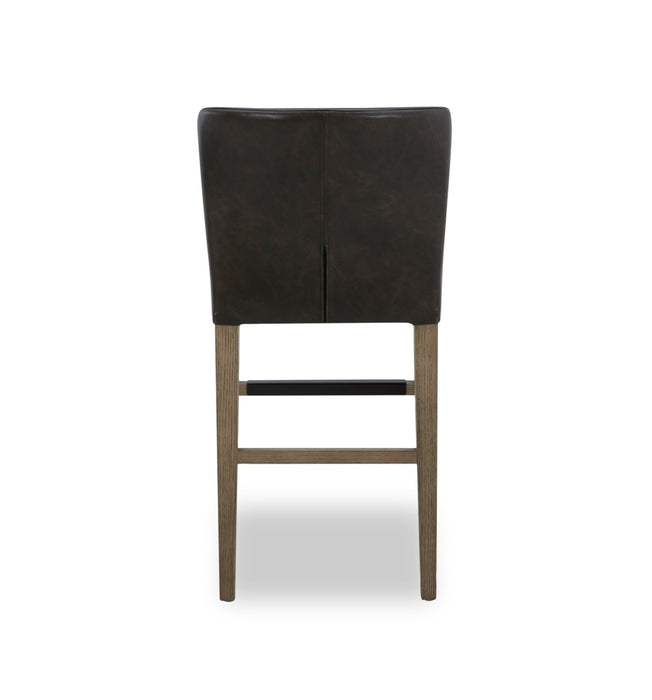 Tabouret 26 po Arlo de hauteur comptoir en tissu de cuir végétalien - brun bison