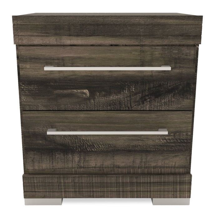 Ensemble de chambre à coucher Riley 6 pièces avec lit à panneaux, commode, miroir et table de nuit, fabriqué au Canada, gris - format lit double