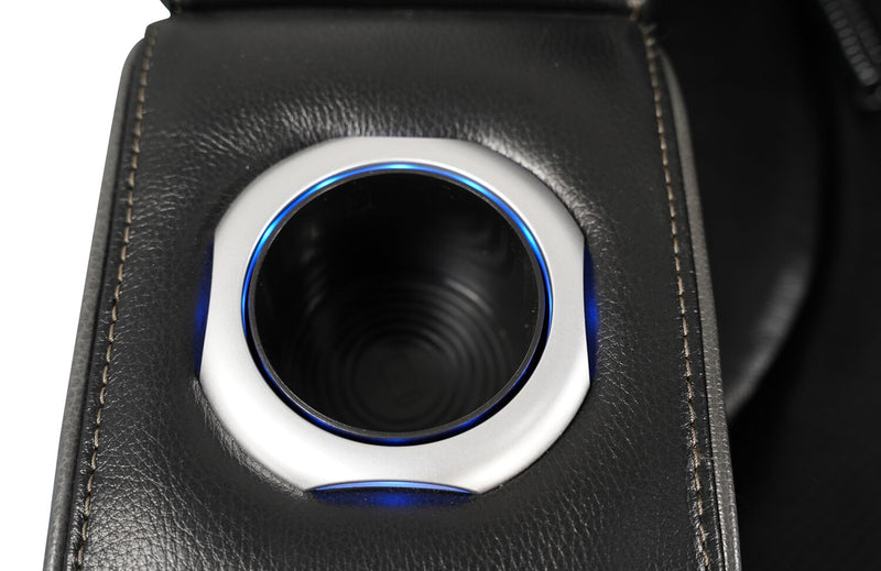 Sofa de massage à inclinaison électrique Elite de 86 po en cuir véritable avec appuie-têtes électriques et accoudoirs de rangement - noir