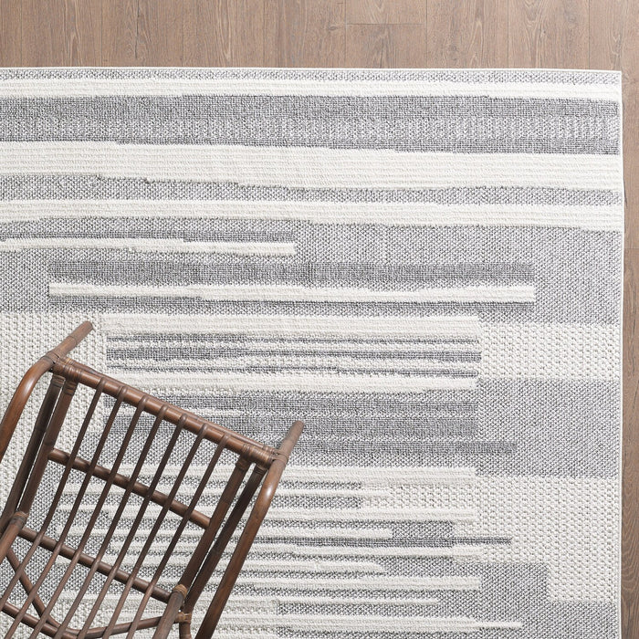 Carpette Rhodes grise à motif à carreaux - 6 pi 7 po x 9 pi 6 po