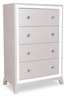 Commode verticale somptueuse Halo de 32 po (l) x 48 po (H) à 4 tiroirs avec éclairage à DEL pour la chambre à coucher - blanche