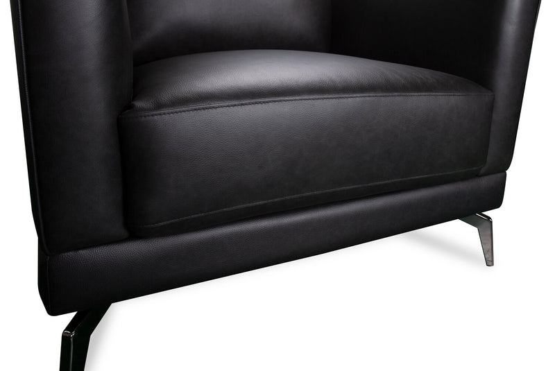 Fauteuil Melrose de 36,5 po en cuir véritable de qualité supérieure avec pattes en métal - noir