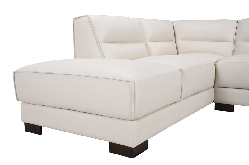 Sofa sectionnel de gauche Citadel 3 pièces en cuir véritable de qualité supérieure avec pattes en bois - blanc givré
