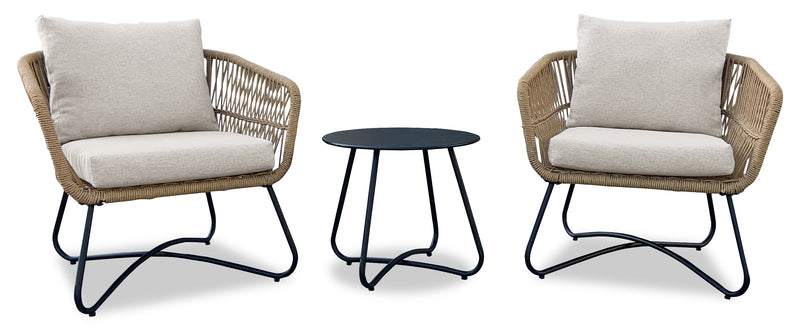 Ensemble de conversation Sicily 3 pièces pour la terrasse à l’extérieur avec 2 fauteuils et table