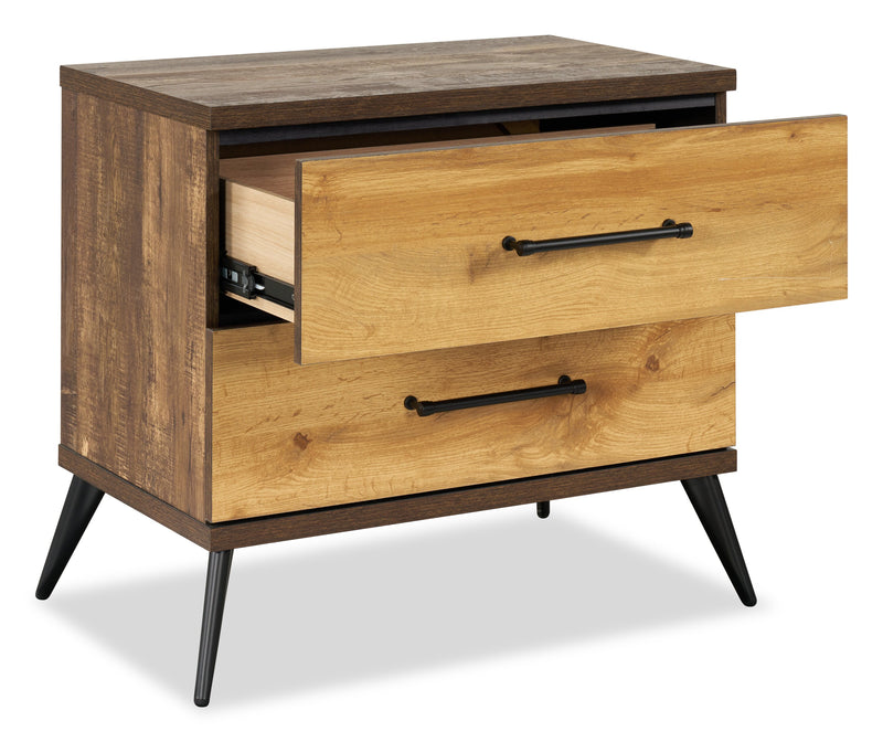 Table de nuit Silas de 26 po (L) x 23,9 po (H) à 2 tiroirs - brun rustique