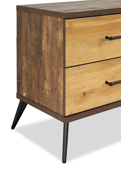 Table de nuit Silas de 26 po (L) x 23,9 po (H) à 2 tiroirs - brun rustique