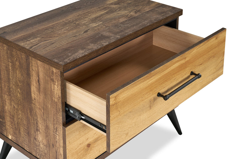 Table de nuit Silas de 26 po (L) x 23,9 po (H) à 2 tiroirs - brun rustique