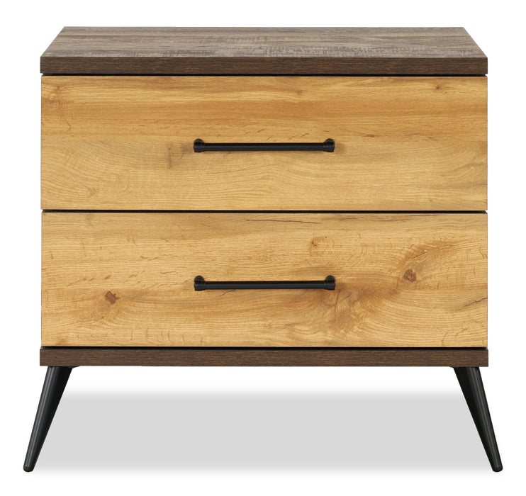 Table de nuit Silas de 26 po (L) x 23,9 po (H) à 2 tiroirs - brun rustique