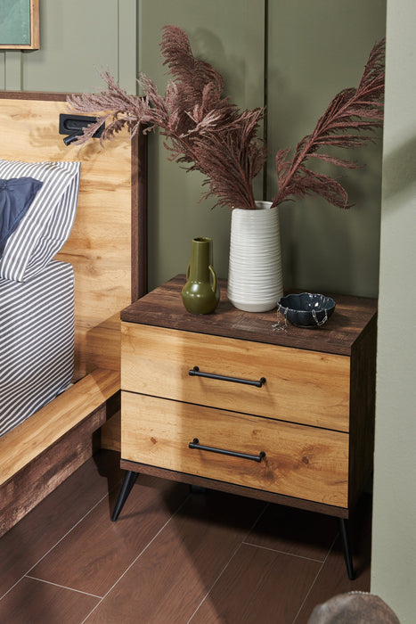 Table de nuit Silas de 26 po (L) x 23,9 po (H) à 2 tiroirs - brun rustique