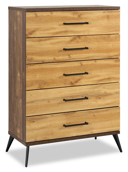 Commode verticale de chambre à coucher Silas de 33 po (L) x 47,5 po (H) à 5 tiroirs - brun rustique