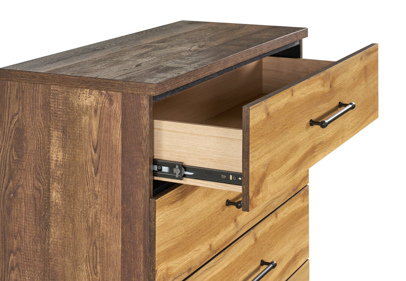 Commode verticale de chambre à coucher Silas de 33 po (L) x 47,5 po (H) à 5 tiroirs - brun rustique