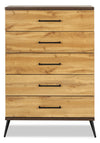 Commode verticale de chambre à coucher Silas de 33 po (L) x 47,5 po (H) à 5 tiroirs - brun rustique