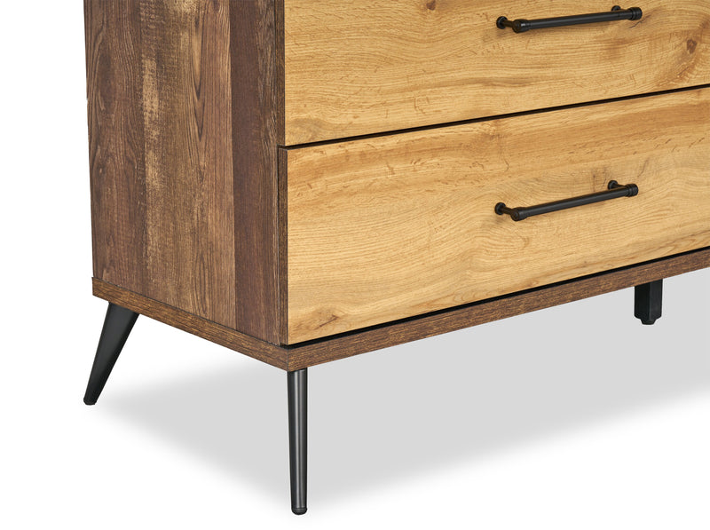 Commode de chambre à coucher Silas de 64 po (L) x 33,4 po (H) à 6 tiroirs - brun rustique