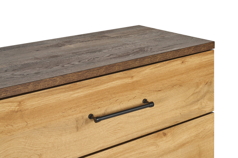 Commode de chambre à coucher Silas de 64 po (L) x 33,4 po (H) à 6 tiroirs - brun rustique