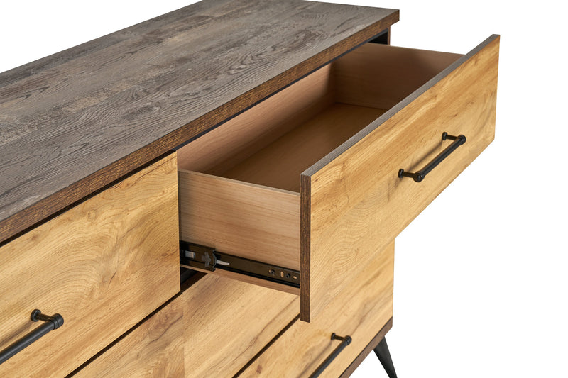 Commode de chambre à coucher Silas de 64 po (L) x 33,4 po (H) à 6 tiroirs - brun rustique