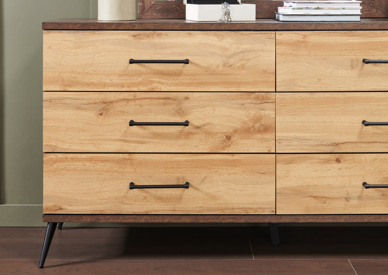 Commode de chambre à coucher Silas de 64 po (L) x 33,4 po (H) à 6 tiroirs - brun rustique