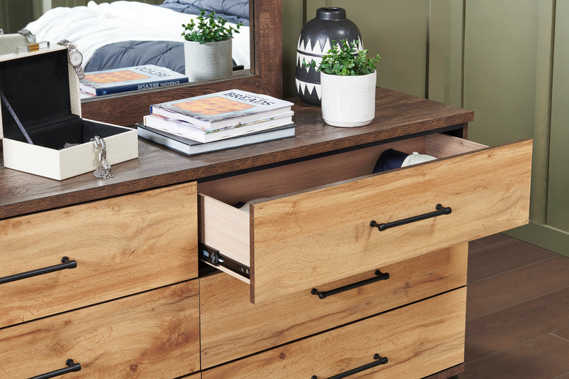 Commode de chambre à coucher Silas de 64 po (L) x 33,4 po (H) à 6 tiroirs - brun rustique