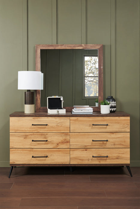 Commode de chambre à coucher Silas de 64 po (L) x 33,4 po (H) à 6 tiroirs - brun rustique