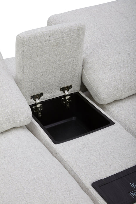 Sofa sectionnel modulaire à inclinaison électrique Sky 6 pièces en tissu avec fauteuil sans accoudoirs inclinable - blé Nathan