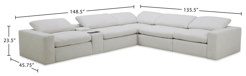 Sofa sectionnel modulaire à inclinaison électrique Sky 6 pièces en tissu avec fauteuil sans accoudoirs inclinable - blé Nathan