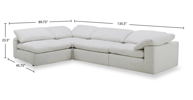 Sofa sectionnel modulaire Sky 4 pièces en tissu avec coussins amovibles en duvet et plumes - blé Nathan