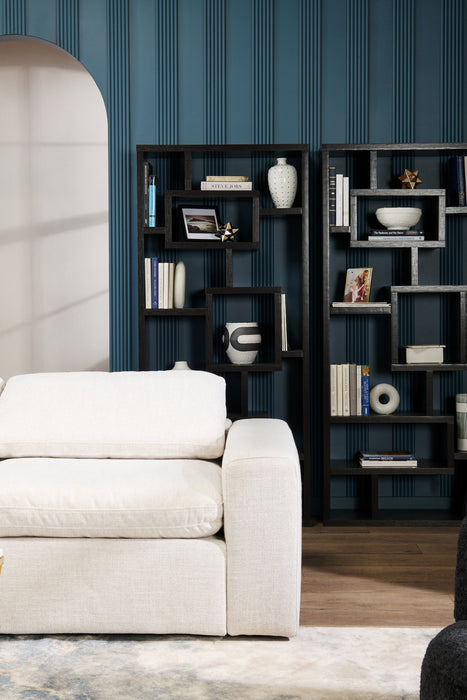 Sofa sectionnel modulaire Sky 4 pièces en tissu avec coussins amovibles en duvet et plumes - blé Nathan