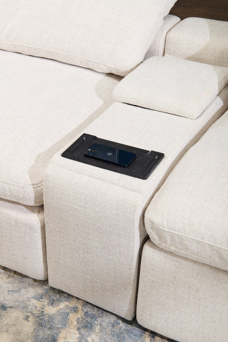 Sofa sectionnel modulaire Sky 4 pièces en tissu avec coussins amovibles en duvet et plumes - blé Nathan